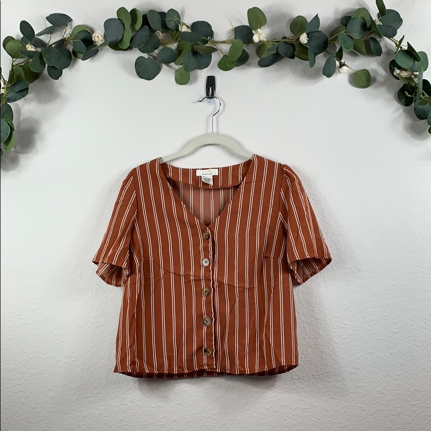Orange Button Down Top